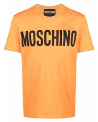 T-shirt girocollo stampata arancione di Moschino