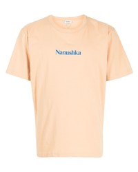 T-shirt girocollo stampata arancione di Nanushka