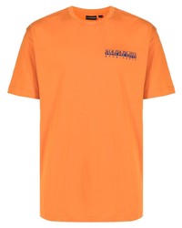T-shirt girocollo stampata arancione di Napapijri