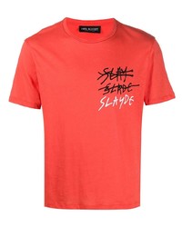 T-shirt girocollo stampata arancione di Neil Barrett