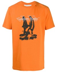 T-shirt girocollo stampata arancione di Off-White