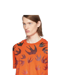 T-shirt girocollo stampata arancione di McQ Alexander McQueen