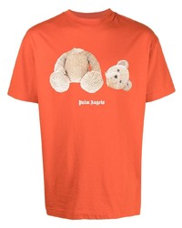 T-shirt girocollo stampata arancione di Palm Angels