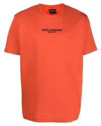 T-shirt girocollo stampata arancione di Paul & Shark