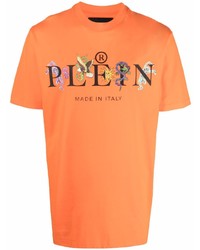 T-shirt girocollo stampata arancione di Philipp Plein