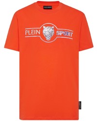 T-shirt girocollo stampata arancione di Plein Sport