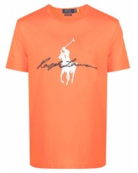 T-shirt girocollo stampata arancione di Polo Ralph Lauren