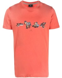 T-shirt girocollo stampata arancione di PS Paul Smith