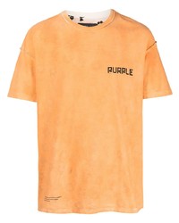 T-shirt girocollo stampata arancione di purple brand