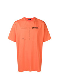 T-shirt girocollo stampata arancione di Raf Simons