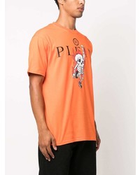 T-shirt girocollo stampata arancione di Philipp Plein