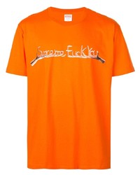 T-shirt girocollo stampata arancione di Supreme