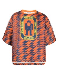 T-shirt girocollo stampata arancione di Walter Van Beirendonck