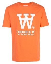 T-shirt girocollo stampata arancione di Wood Wood