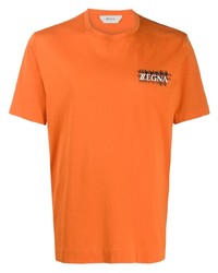T-shirt girocollo stampata arancione di Z Zegna