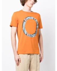 T-shirt girocollo stampata arancione di PS Paul Smith