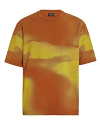 T-shirt girocollo stampata arancione di Zegna