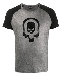 T-shirt girocollo stampata argento di Just Cavalli