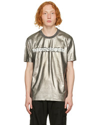 T-shirt girocollo stampata argento di Versace