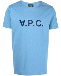 T-shirt girocollo stampata azzurra di A.P.C.