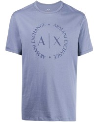 T-shirt girocollo stampata azzurra di Armani Exchange