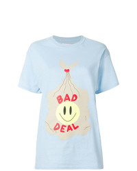 T-shirt girocollo stampata azzurra di Bad Deal