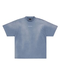 T-shirt girocollo stampata azzurra di Balenciaga