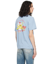 T-shirt girocollo stampata azzurra di Carne Bollente