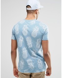 T-shirt girocollo stampata azzurra di Asos