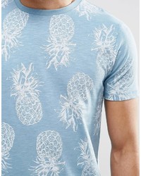 T-shirt girocollo stampata azzurra di Asos