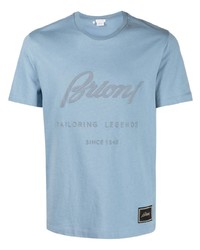 T-shirt girocollo stampata azzurra di Brioni