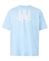 T-shirt girocollo stampata azzurra di Burberry