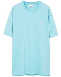 T-shirt girocollo stampata azzurra di Burberry