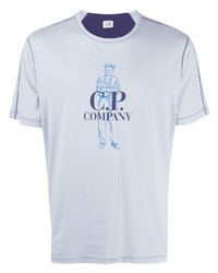 T-shirt girocollo stampata azzurra di C.P. Company