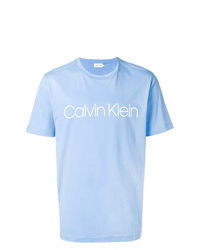 T-shirt girocollo stampata azzurra di Calvin Klein