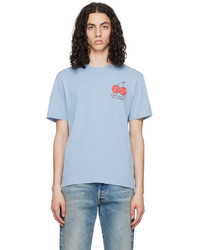 T-shirt girocollo stampata azzurra di Carne Bollente