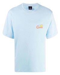 T-shirt girocollo stampata azzurra di CLOTTEE