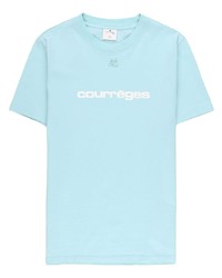 T-shirt girocollo stampata azzurra di Courrèges