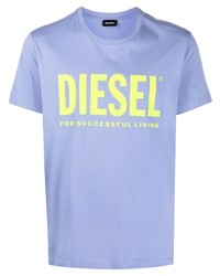 T-shirt girocollo stampata azzurra di Diesel