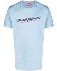 T-shirt girocollo stampata azzurra di Diesel