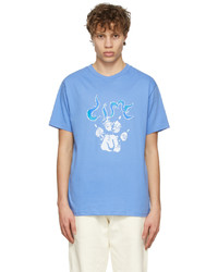 T-shirt girocollo stampata azzurra di Dime