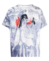 T-shirt girocollo stampata azzurra di Doublet