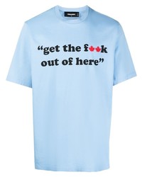T-shirt girocollo stampata azzurra di DSQUARED2