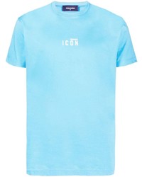 T-shirt girocollo stampata azzurra di DSQUARED2