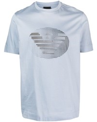 T-shirt girocollo stampata azzurra di Emporio Armani