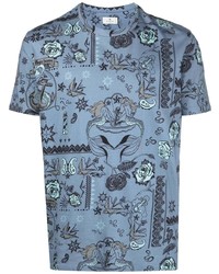 T-shirt girocollo stampata azzurra di Etro