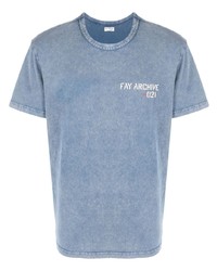 T-shirt girocollo stampata azzurra di Fay