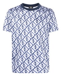 T-shirt girocollo stampata azzurra di Fendi