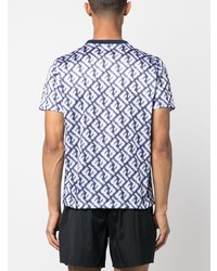 T-shirt girocollo stampata azzurra di Fendi