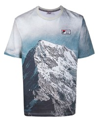 T-shirt girocollo stampata azzurra di Fila